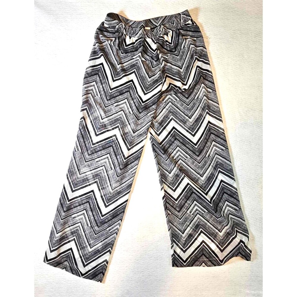 Bisou Bisou Wide Leg Pants Sheer Overlay w/ Shorts Medium Elastic Waist